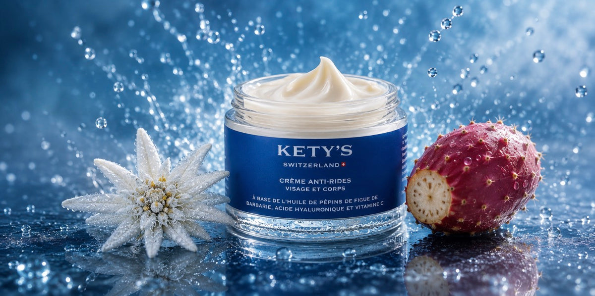 Crème anti-rides KETY'S à l'huile de pépin de figue de barbarie, l'acide hyaluronique - soin visage et corps 